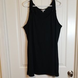 Croft & Barrow Black Textured Swim Coverup With Wood Rings & Side Slits Size XL